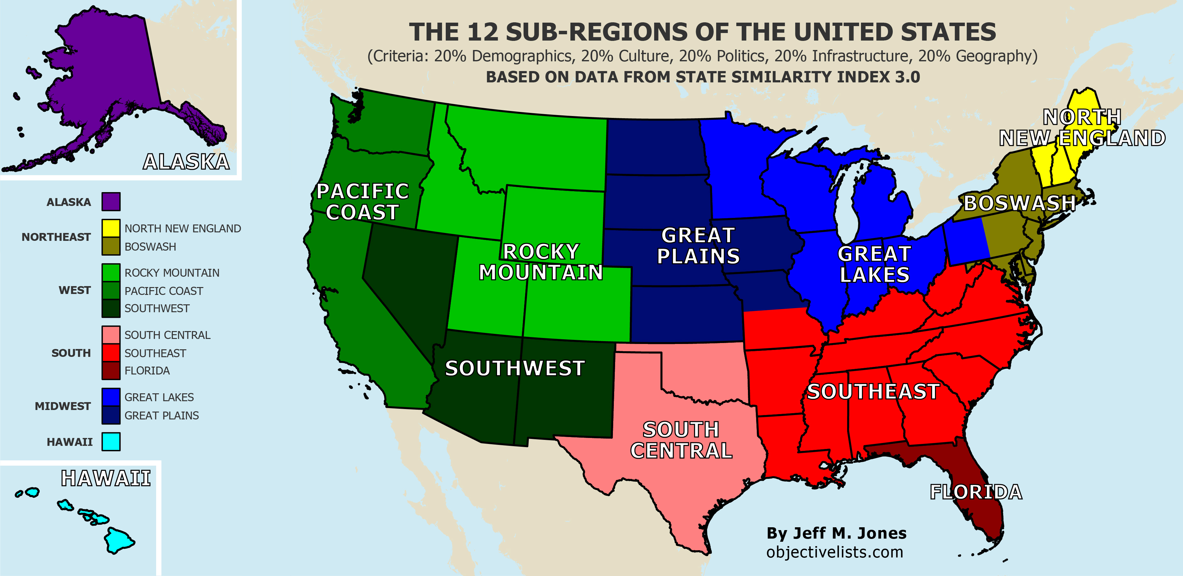 The 12 Sub Regions Of The United States Objective Lists 5204